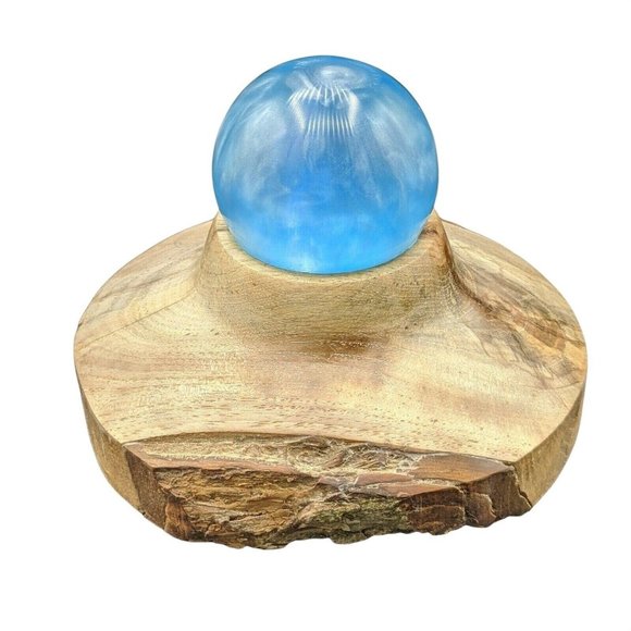 Night Light Wood & Blue Resin Live Edge Handmade Signed by Artist Mood Light USB - Picture 1 of 11